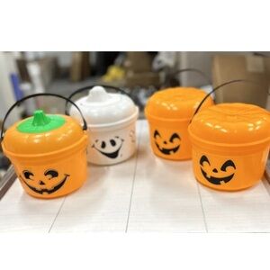 McDonalds Halloween Pail Boo Buckets Vintage 1986 LOT OF 8 Pumpkin, Witch, Ghost